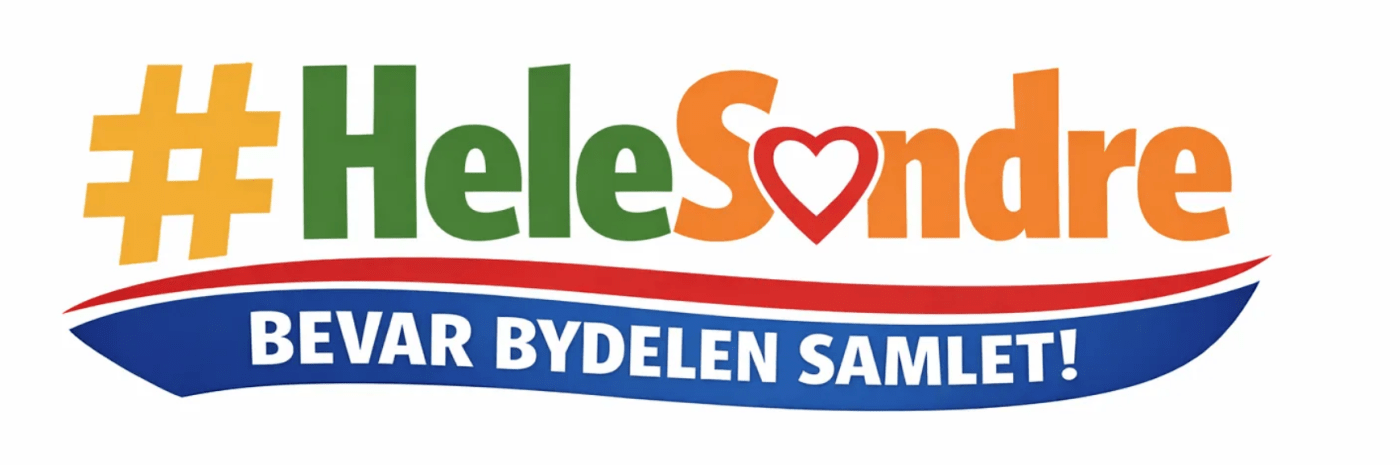 Tekst med farger: #HeleSøndre Bevar bydelen samlet